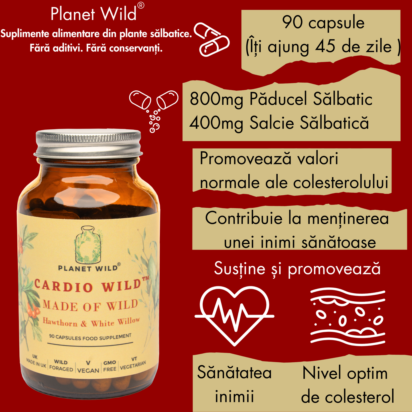 "Cardio Wild™| Formulă Sălbatică din Păducel și Salcie Albă pentru Circulație, Relaxare optimă și Articulații sănătoase"