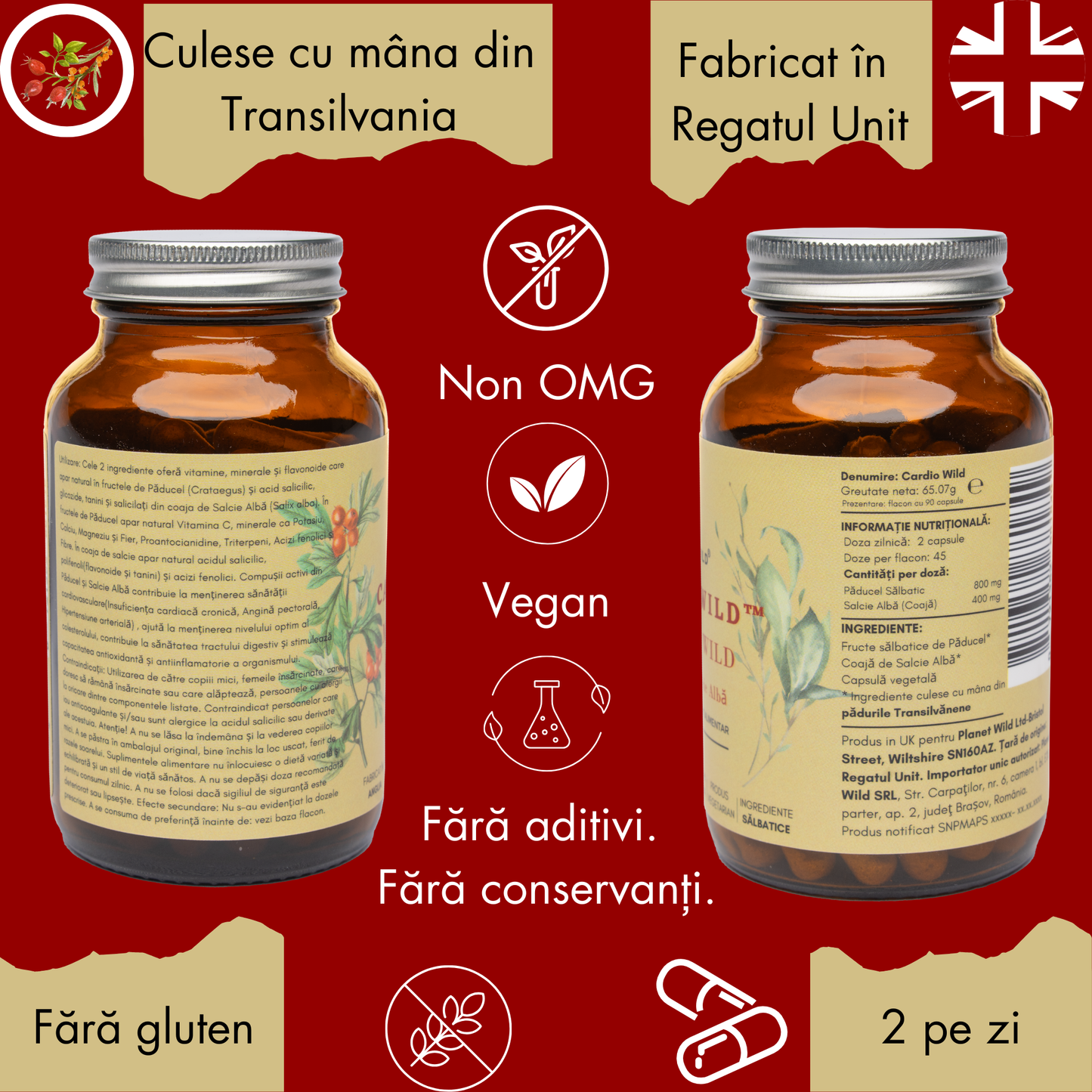 "Cardio Wild™| Formulă Sălbatică din Păducel și Salcie Albă pentru Circulație, Relaxare optimă și Articulații sănătoase"