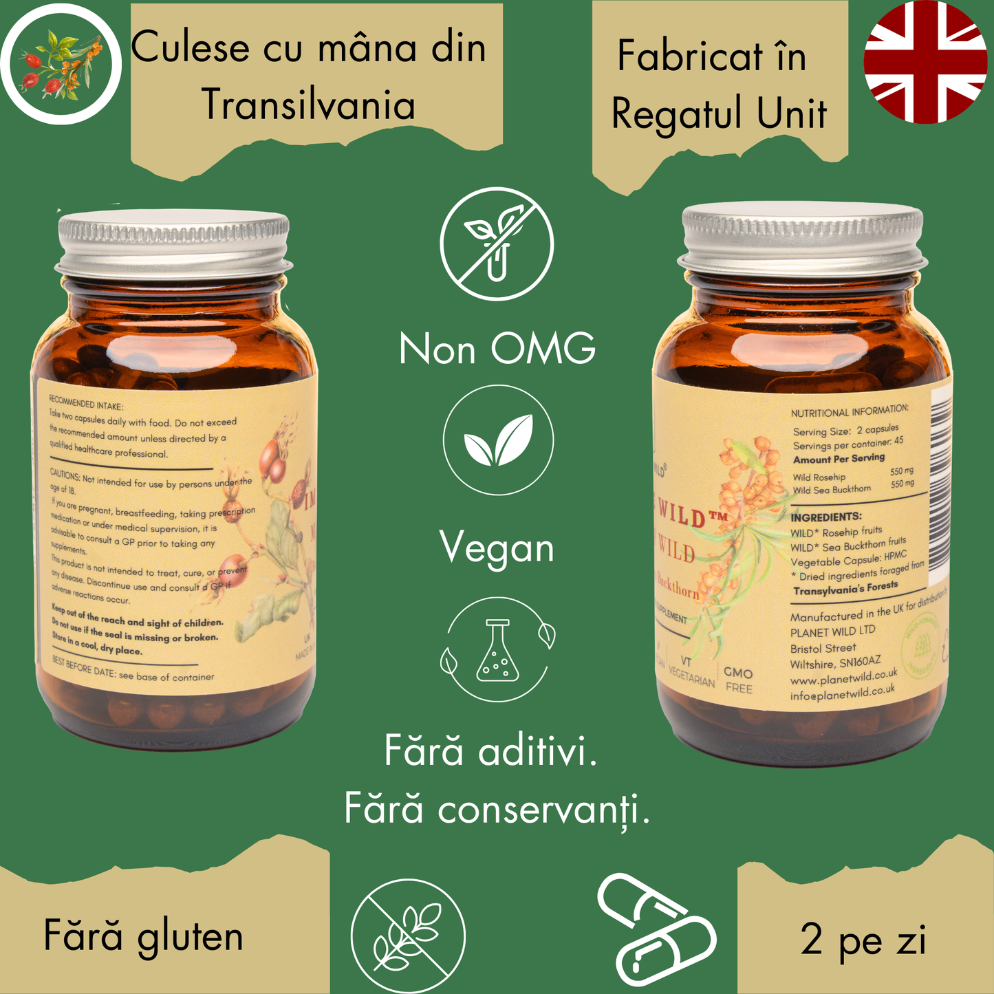 “Immune Wild™ | Formulă Sălbatică din Măceșe și Cătină pentru Imunitate, Susținere Metabolism și Menținerea Sănătății"